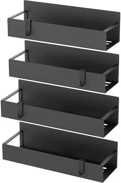 Magnetic Spice Rack for Refrigerator, Kitchen Organizer and Storage Shelf, Black (4 Pack)