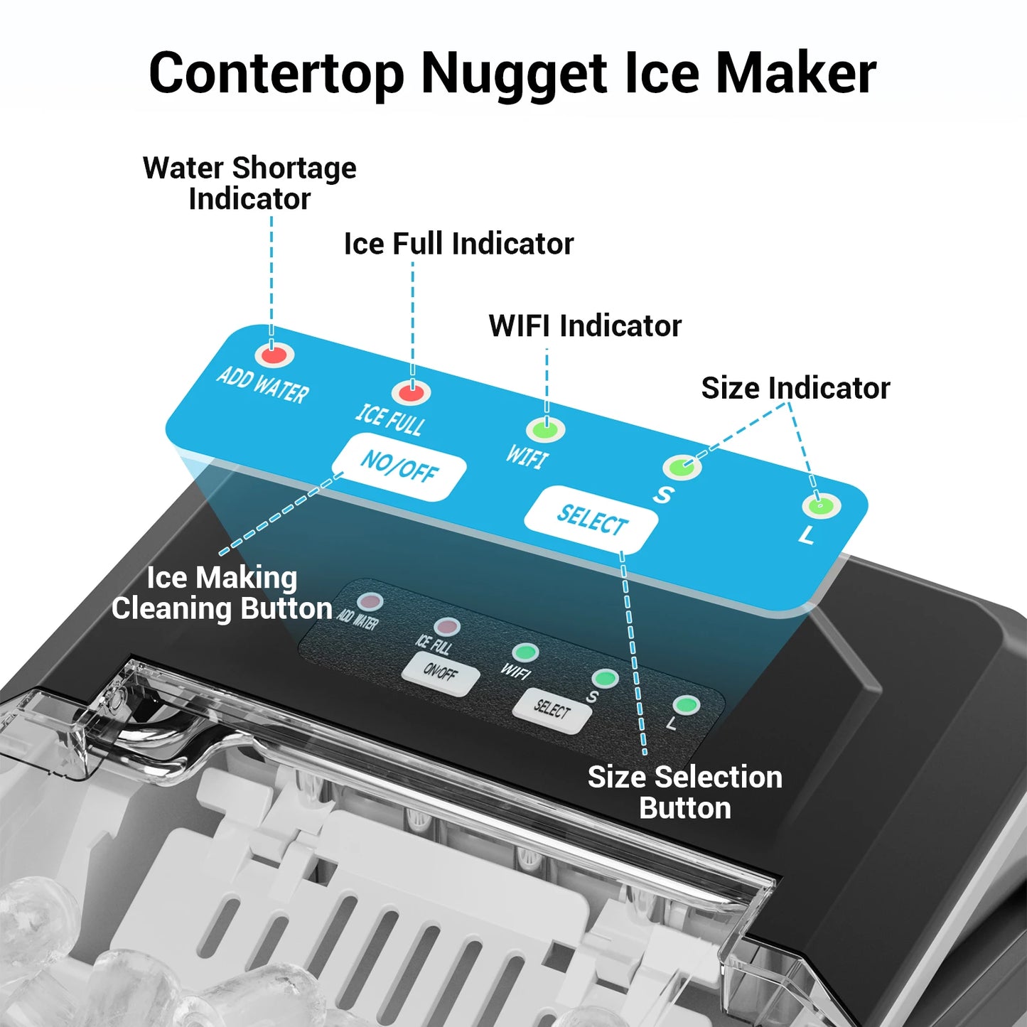 Smart Countertop Ice Maker, Portable with Self-Cleaning, 26lbs/24Hrs