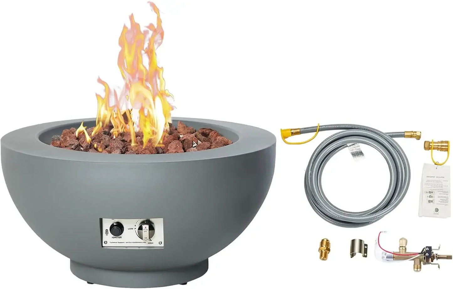 28" Outdoor Propane Fire Bowl – Round Gas Fire Pit with Natural Gas Conversion Kit