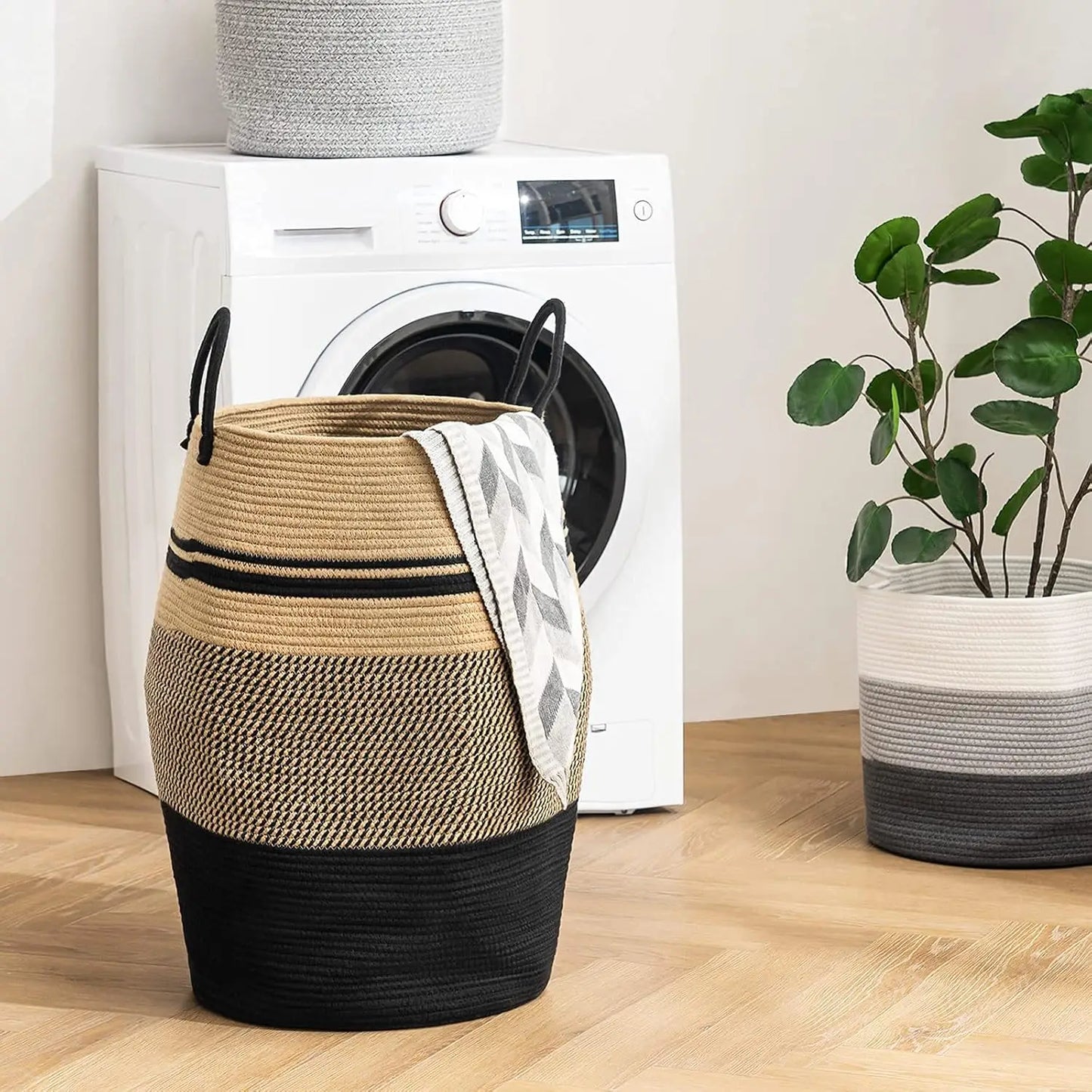 Collapsible Laundry Basket, Capacity with Sturdy Handle for Clothes and Blanket Storage