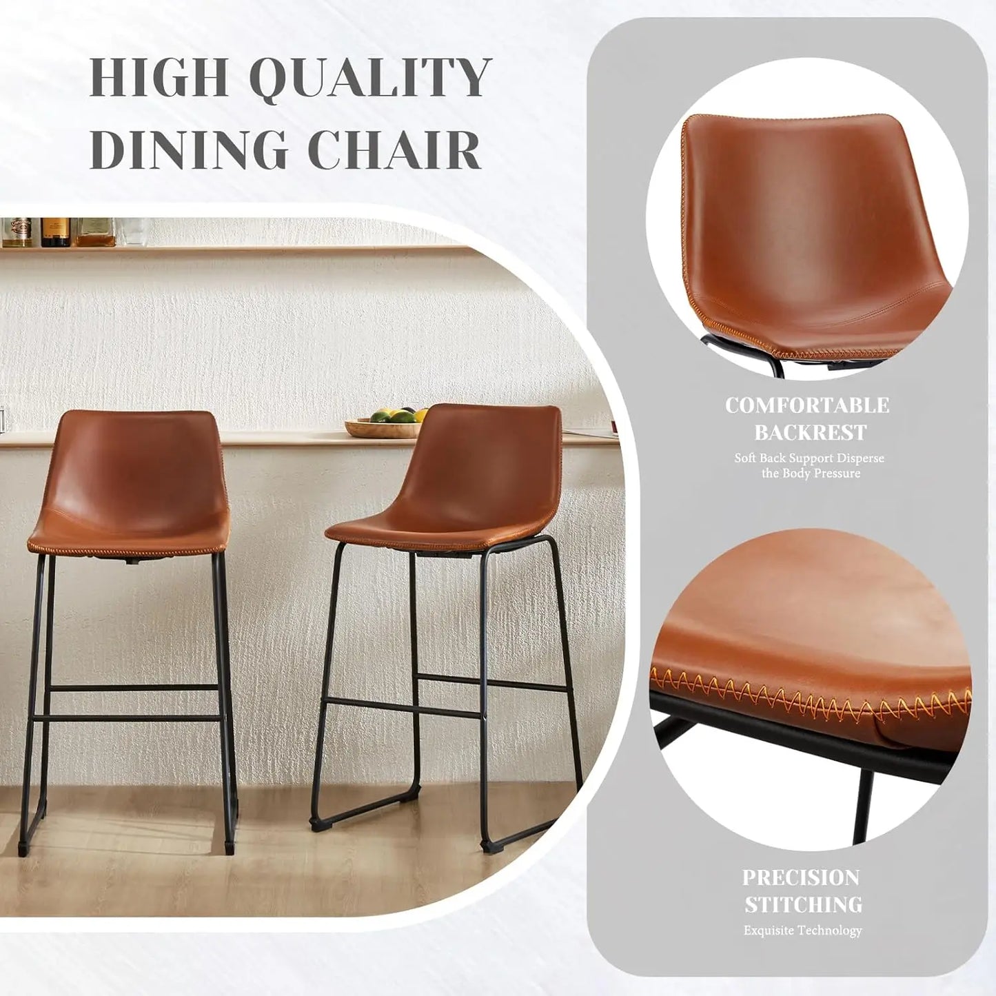 Counter Height Bar Stools Set of 4, 30 inch Height Stool ,Faux Leather with Back