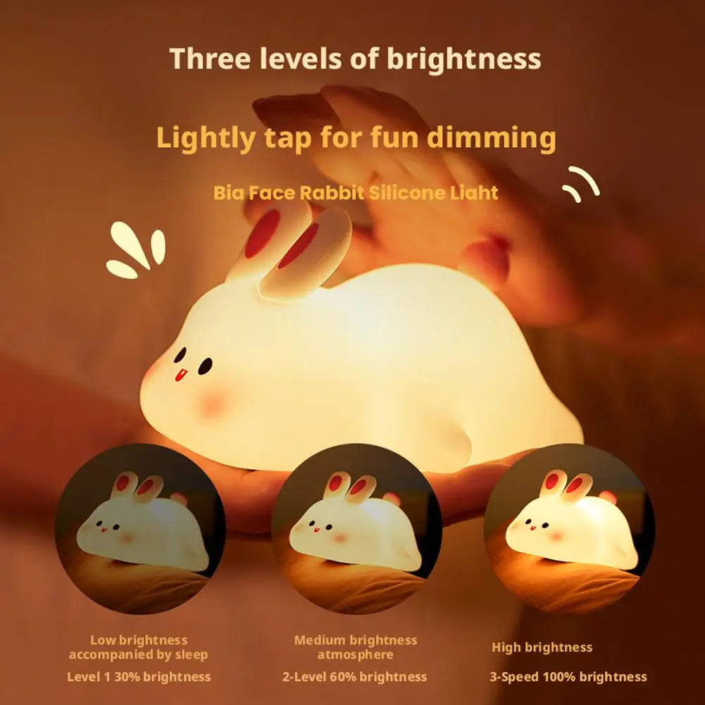 Silicone Rabbit Night Lamp, Dimmable With Touch Sensor