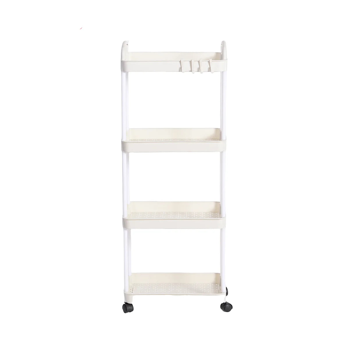Plastic Rolling Utility Cart with Handle – Movable Storage Trolley with Wheels for Kitchen, Office & Living Room