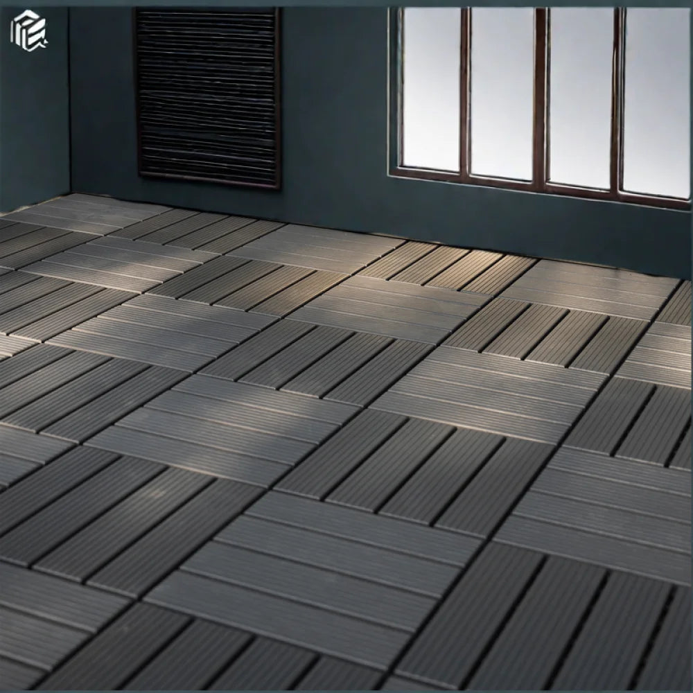 44 Pack 12x12 inch Square Waterproof Outdoor Deck Tiles - Interlocking, All-Weather, Slip-Resistant