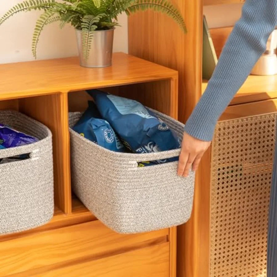 Premium 4-Pack Handwoven Shelf Storage Baskets