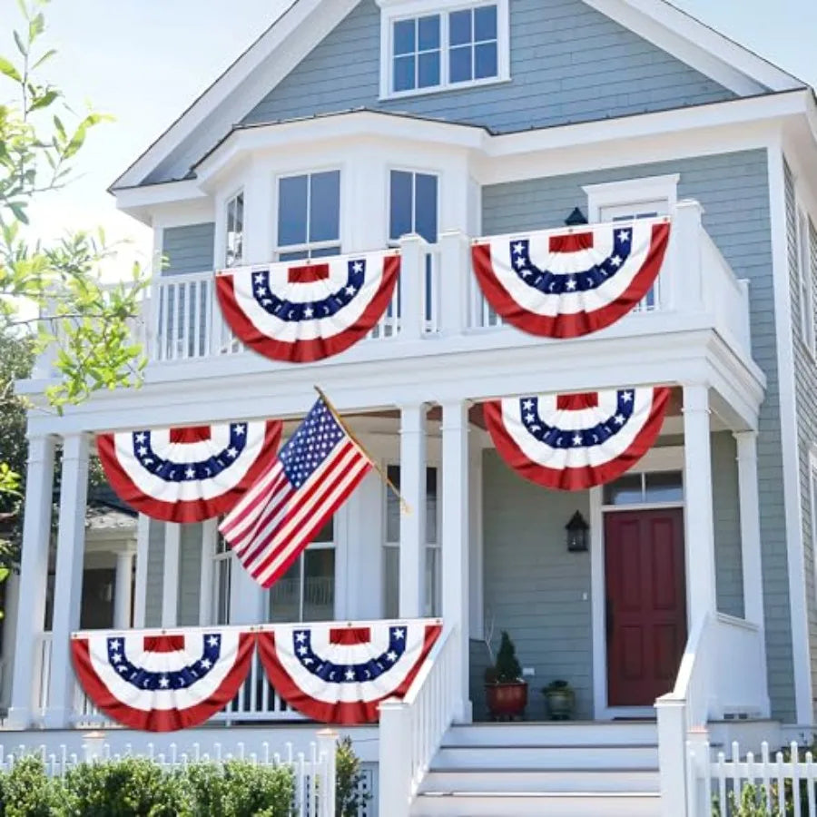 Patriotic Pleated Fan Flag – Outdoor American Bunting for Holiday Décor