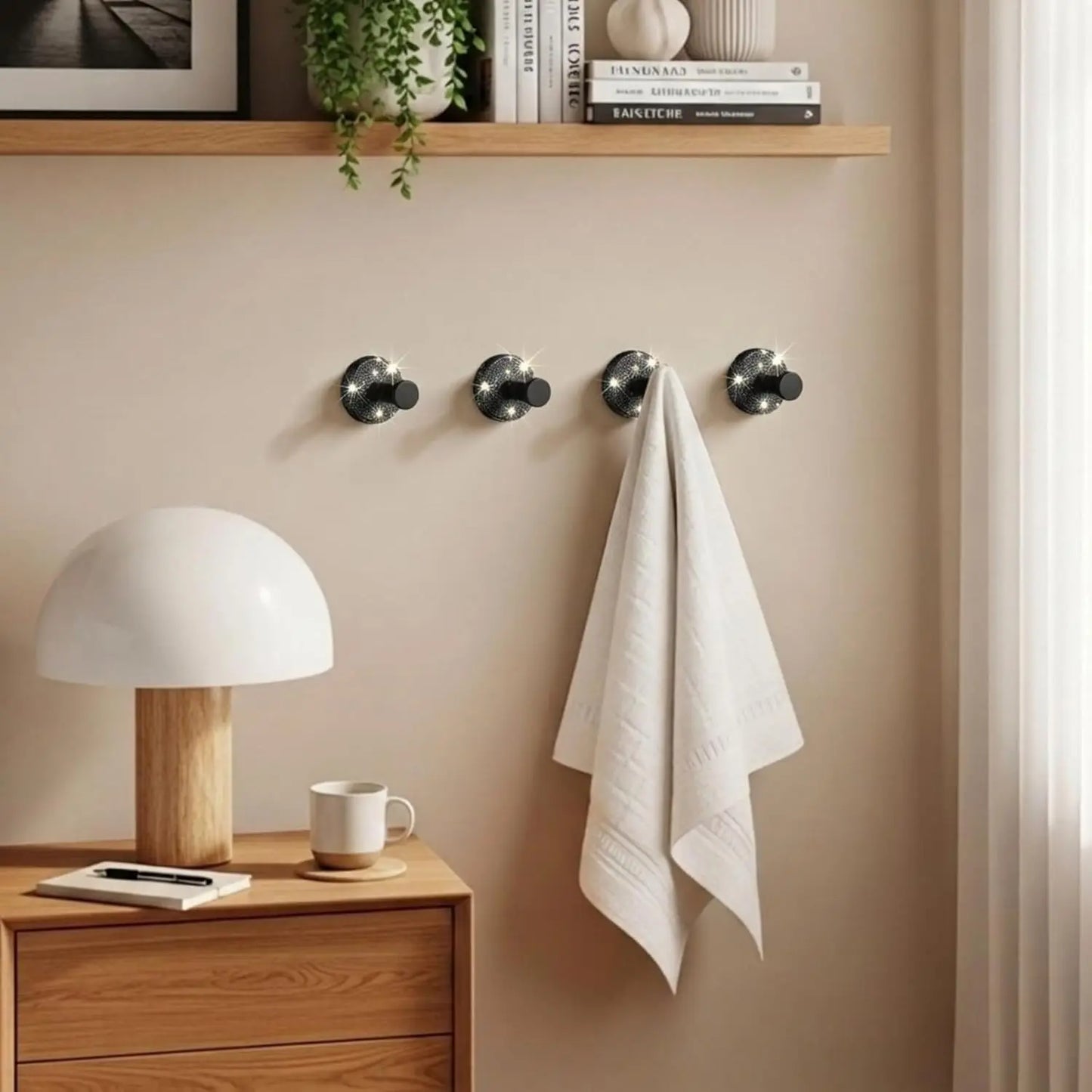 4 Pcs Glitter Rhinestone Coat Hooks