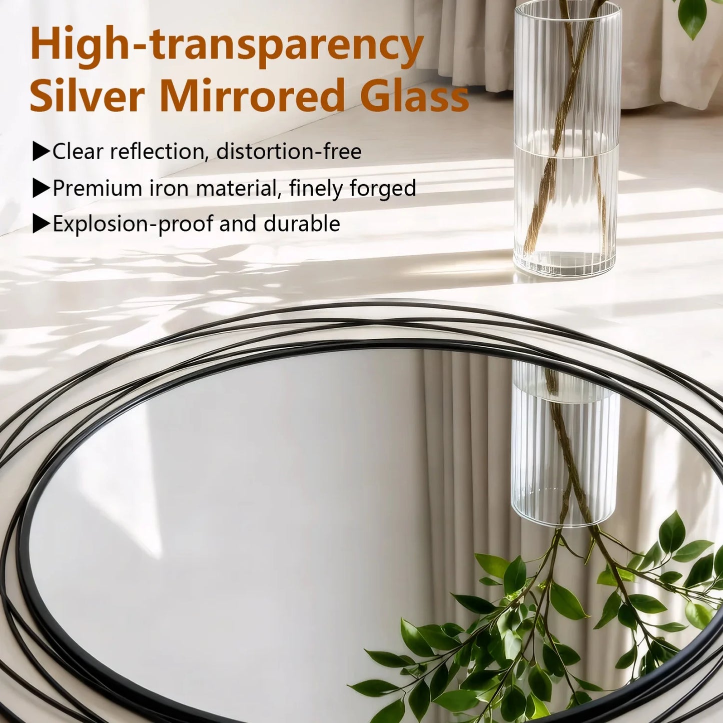 Round Wire Frame Wall Mirror – Matte Black (31.5")