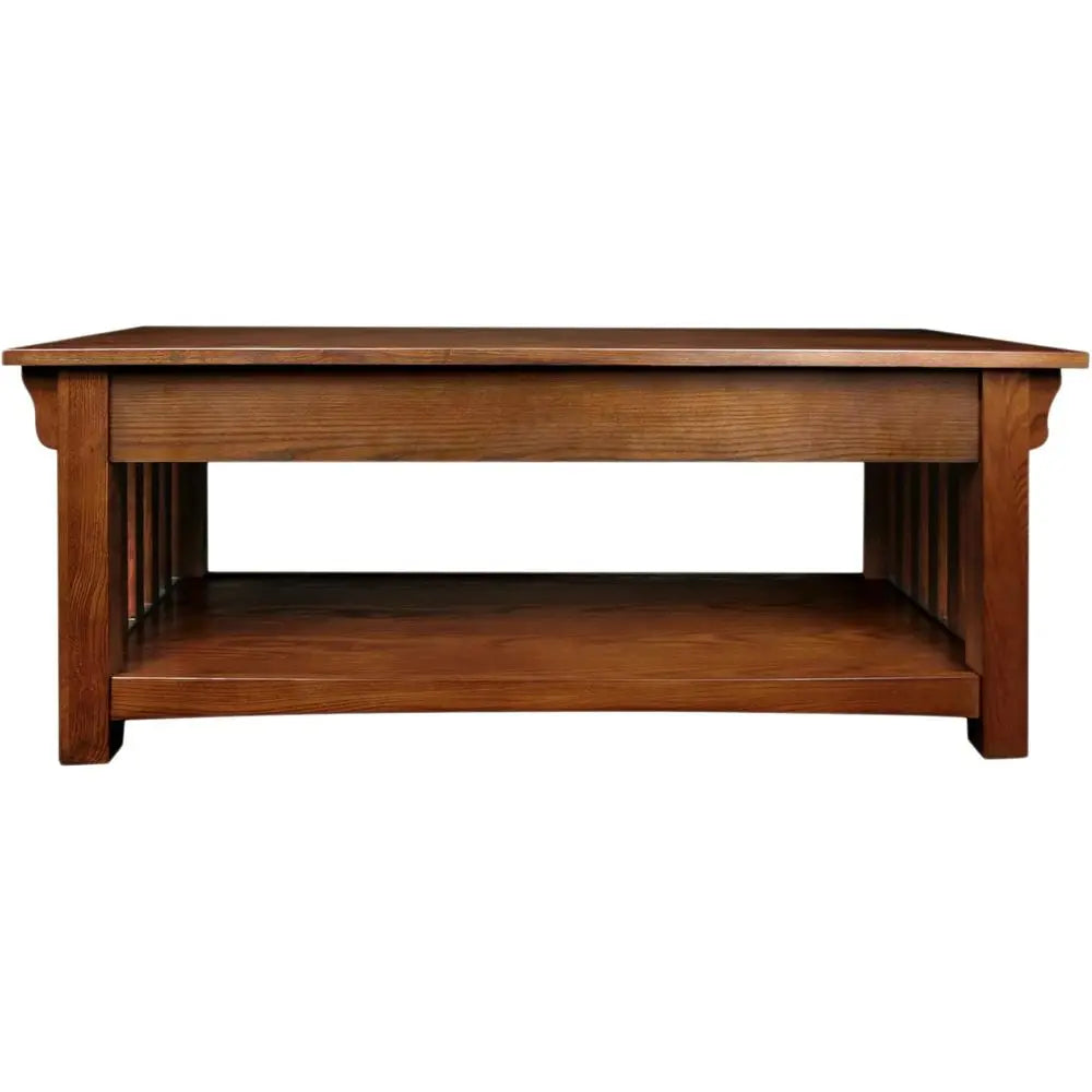 Mission Impeccable Coffee Table - Solid Wood with 2 Drawers & Shelf