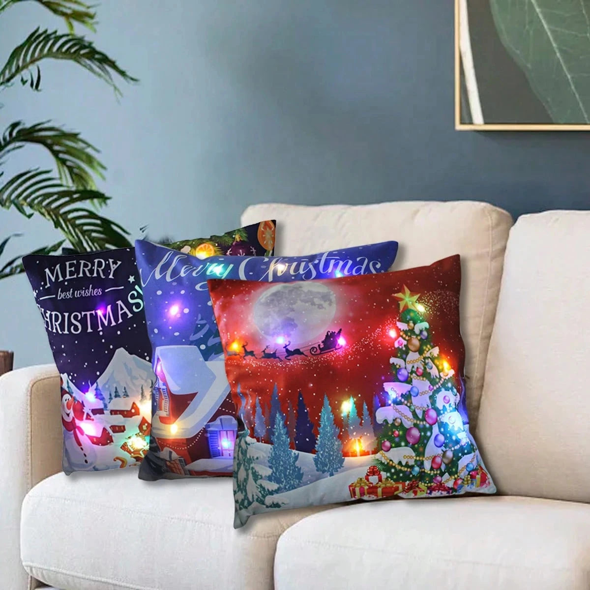 Christmas Multi-Color Led Light-Up Pillows
