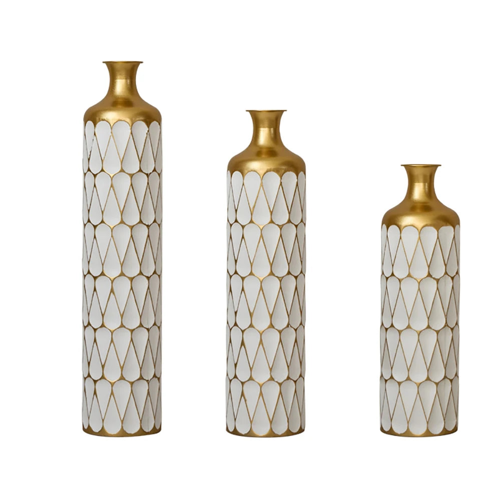 3‑Piece Floor Metal Vase Set – Modern Drop‑Shaped Standing Vases for Living Room, Corner & Hallway Décor