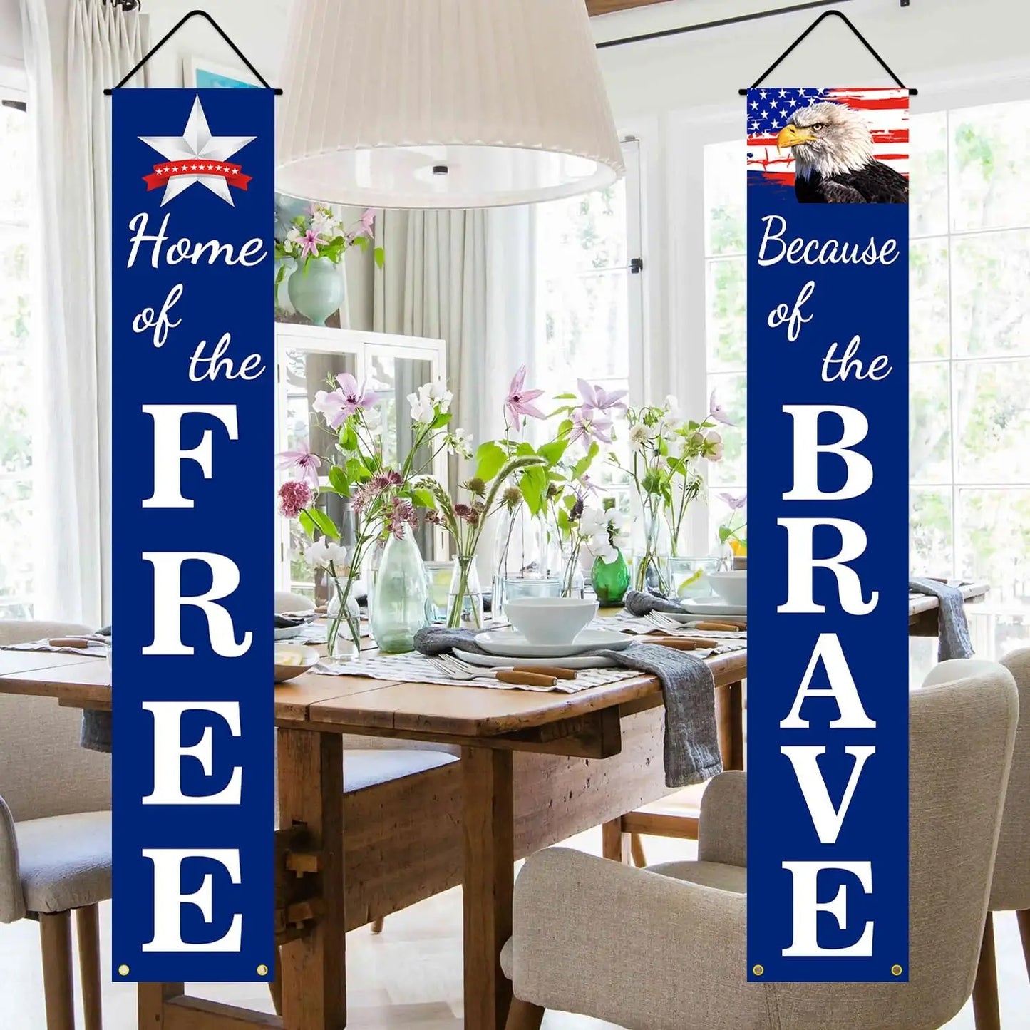 Pre‑Assembled Patriotic Hanging Banner – Red, White & Blue 4th of July Decoration for Porch & Outdoor Displays