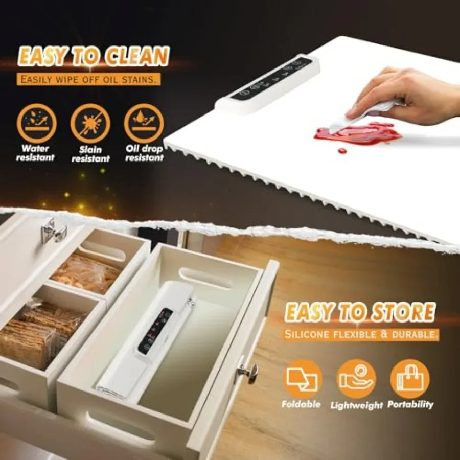 Full Surface Heating Food Warmer Mat with 3 Temperature Settings, Rollable & Portable, Auto Shut-Off