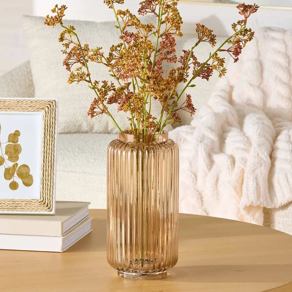 Ribbed Glass Vase - 10 Inch