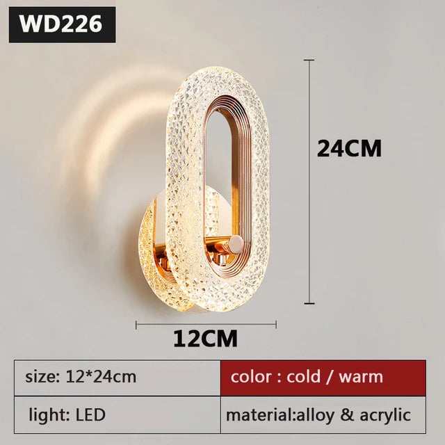 LED Nordic Luxury Decor Wall Sconce, Acrylic Lampshade