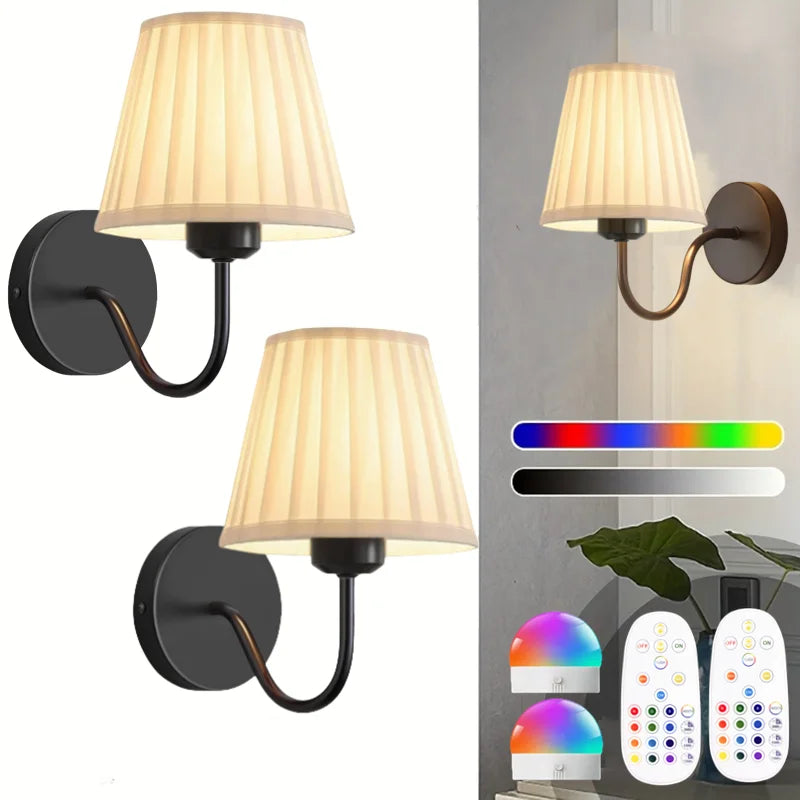 Battery-Powered Wall Light, Wireless Charging Wall Light with Remote Control, Dimmable