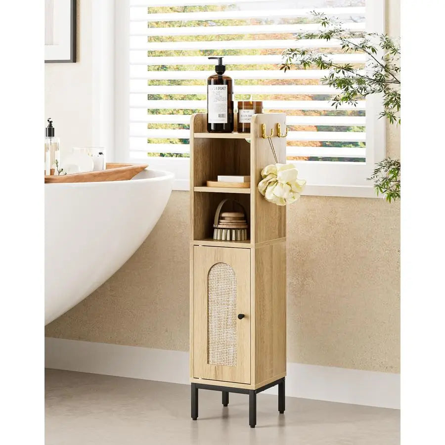 Bathroom Storage Cabinet with 2-Hooks