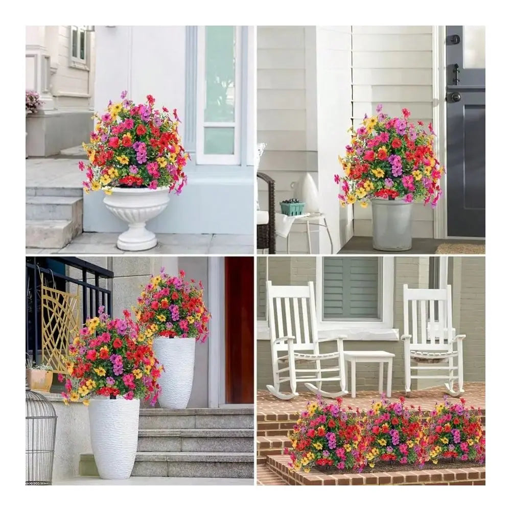 Daisy & Eucalyptus Faux Flower Stakes – Natural‑Look Outdoor Décor with Ground Spike