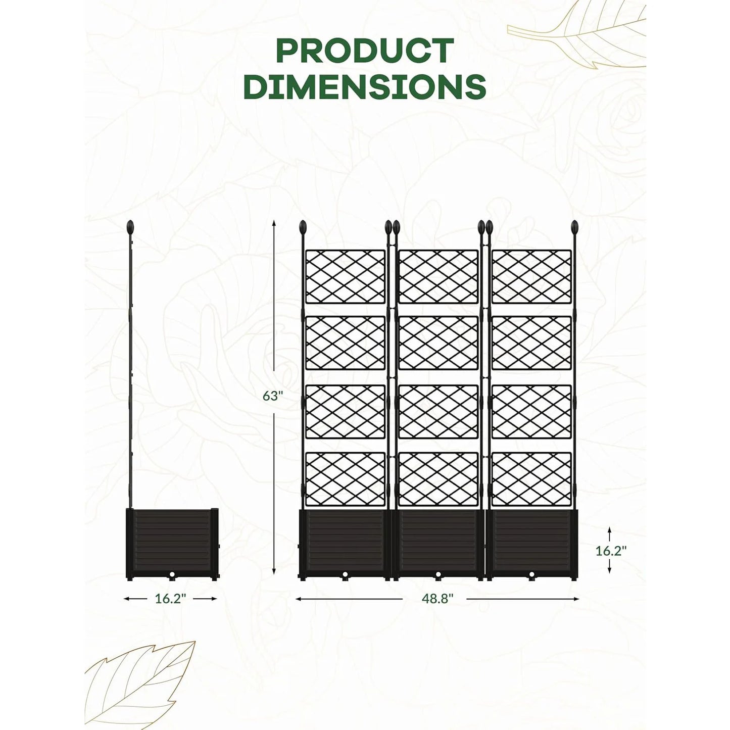 3‑Piece Outdoor Raised Planter Box Set with Trellis – Vertical Garden Beds for Vegetables & Flowers