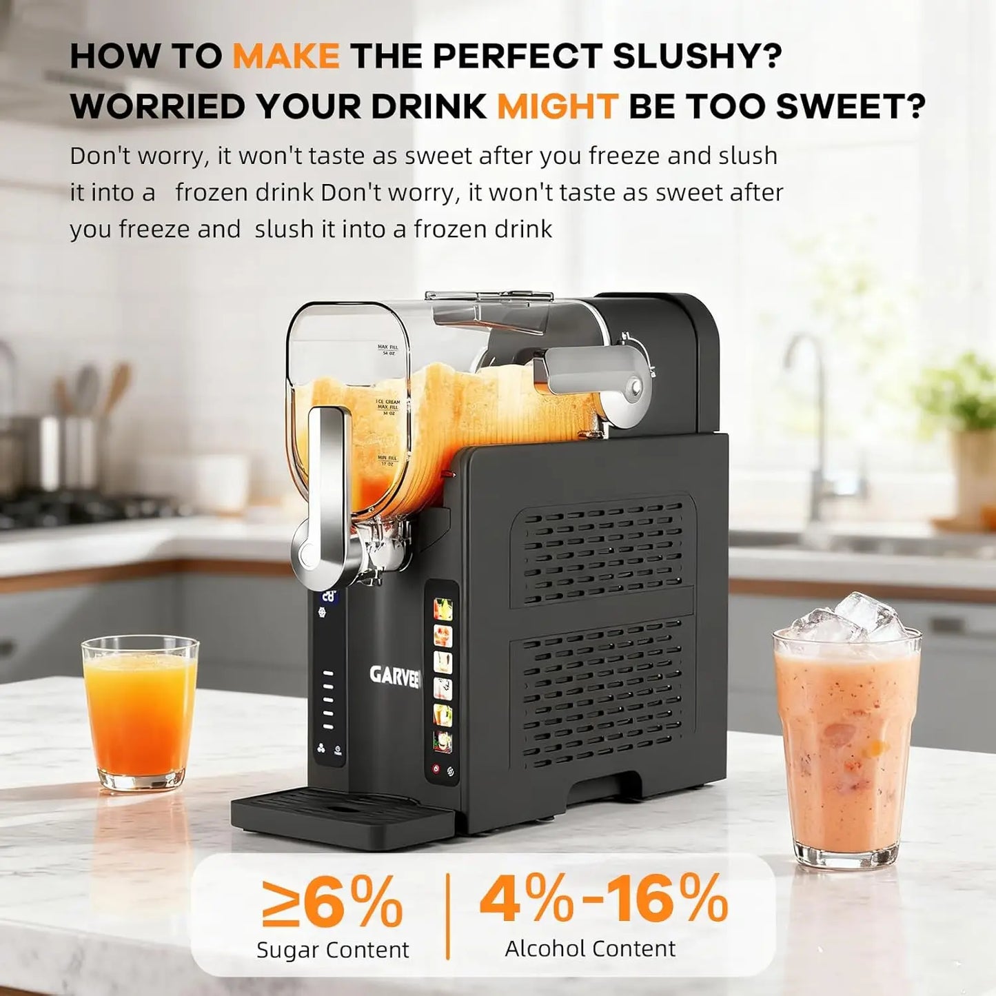 Home Slushie Machine – No Ice Needed, LED Display & 6 Pre‑Set Programs with Quiet Compressor