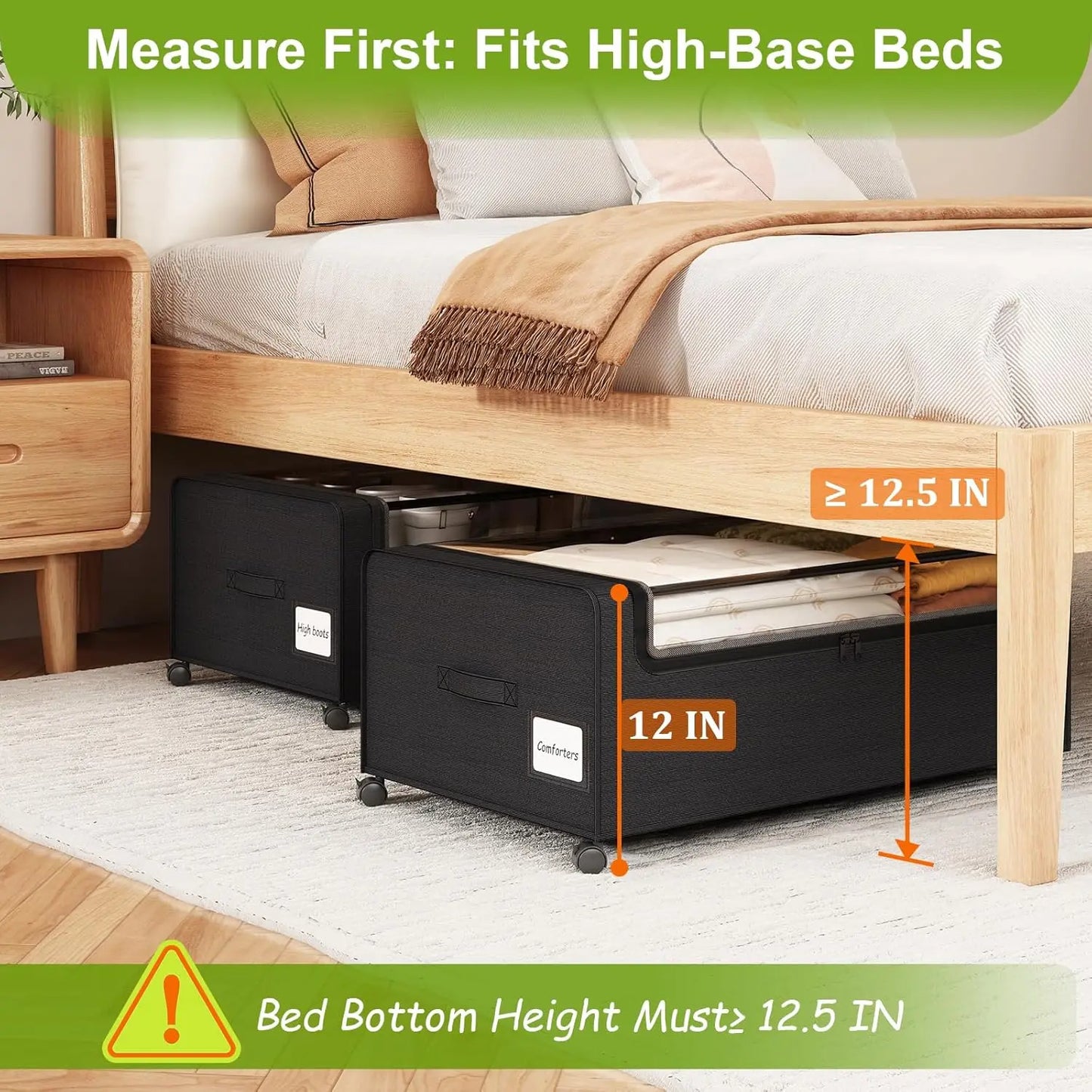 12 inch Under the Bed Storage Bins with wheels