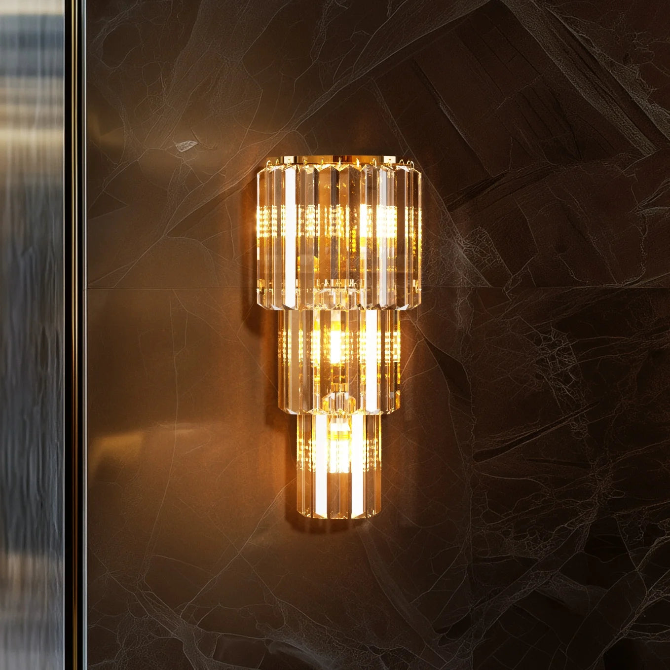 Modern Crystal Wall Lamp, 3-Layer Wall Sconce Light
