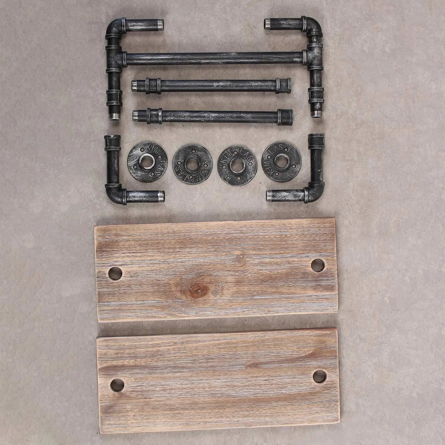 Industrial Pipe Shelf Wall Mounted ,2 Tier Rustic Wood, Towel Rack
