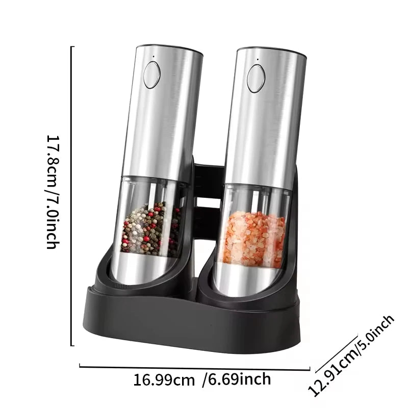 Electric Salt & Pepper Grinder Set – USB Rechargeable, 190ML, Adjustable Coarseness (1 or 2pcs)