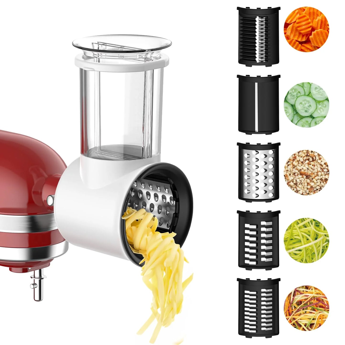 Stainless Steel Slicer Shredder Attachment for KitchenAid Stand Mixers Salad Maker with 4 Blades