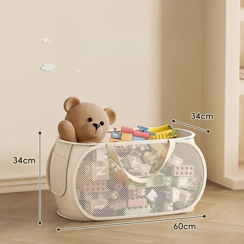 Portable Large Capacity Storage Bin - Multifunctional Toy Organizer for Plush Dolls, Household Laundry Hamper