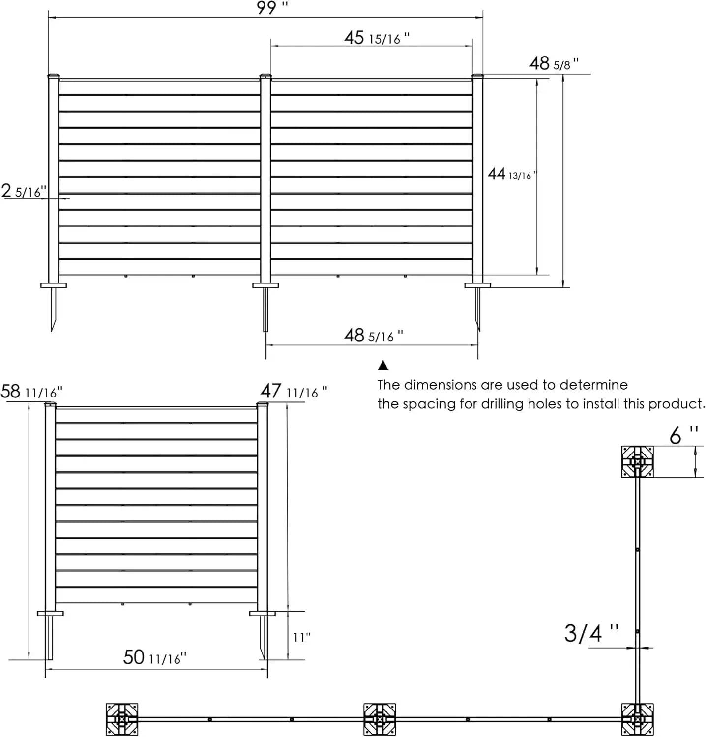 50" W x 48" H Outdoor Privacy Screens, Aluminum