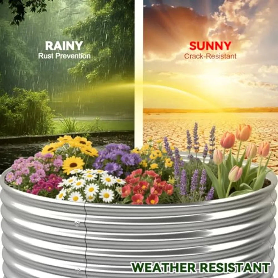 4 Pack 2x2 FT Round Galvanized Raised Garden Bed