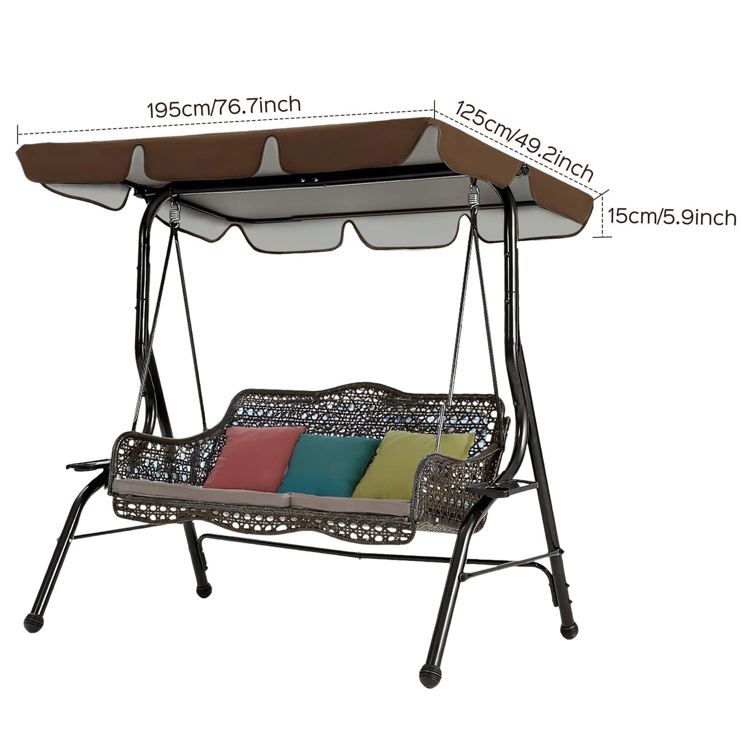 3-Person Patio Swing Canopy Cover , Weather-resistant Anti-UV Swing Top Cover, Heavy Duty Durable and Stable Rip-Resistant