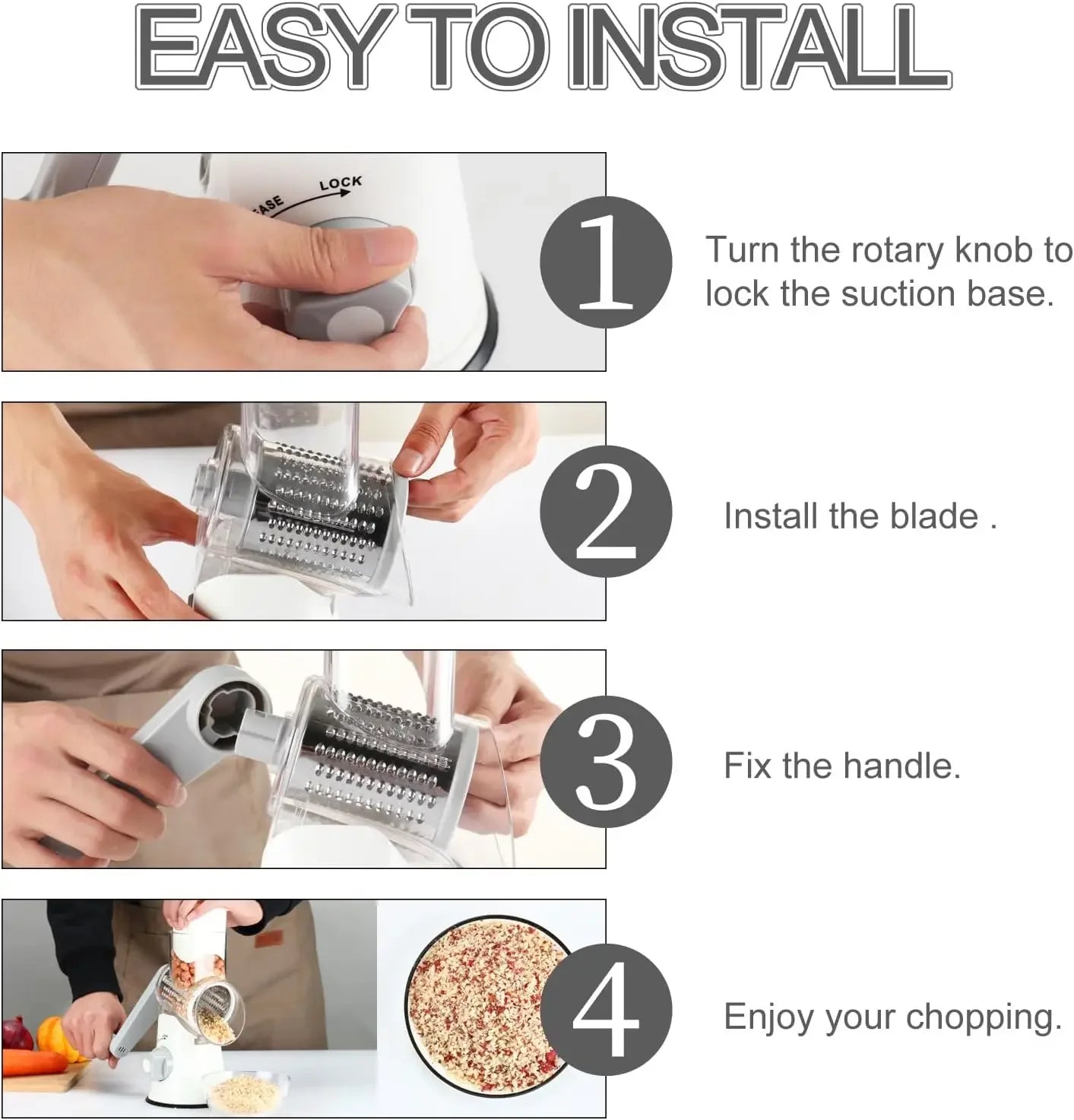 Rotary Cheese Grater – Hand‑Crank Kitchen Shredder & Speed Slicer