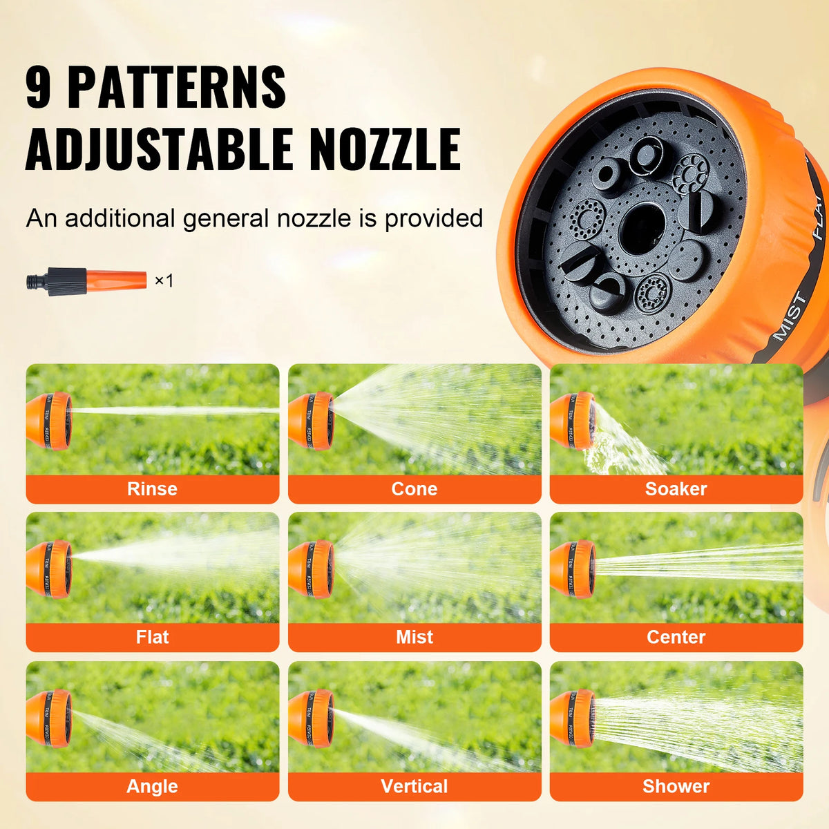 Retractable Hose Reel 180° Swivel Bracket Wall-Mounted Garden Water Hose Reel with 9-Pattern Nozzle Automatic Rewind