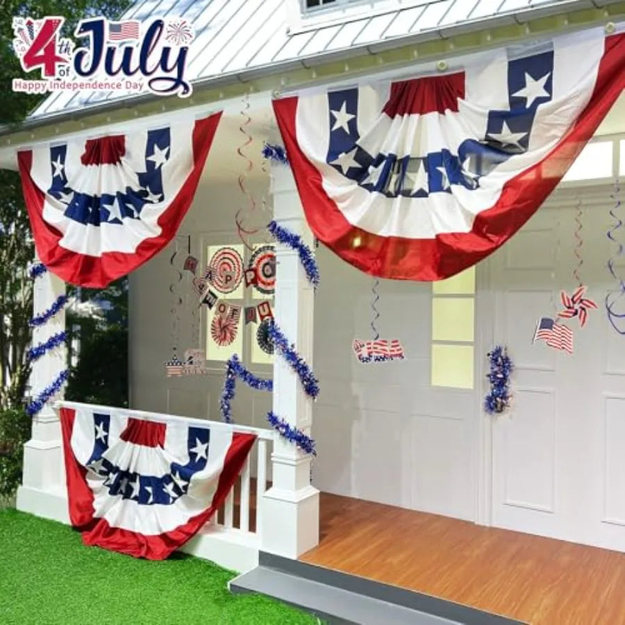 4 Pack Extra Large 3x6 Feet Bunting American Flags for Outside