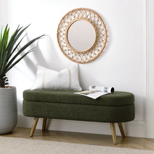 44" Storage Ottoman Bench, 300Lb. Capacity, Upholstered with Wood Legs