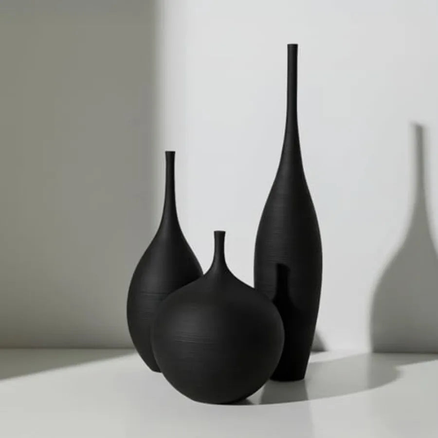 Ceramic Vases Set of 3 – Modern Boho Matte Decorative Vases for Centerpieces, Home, Living Room & Shelf Décor