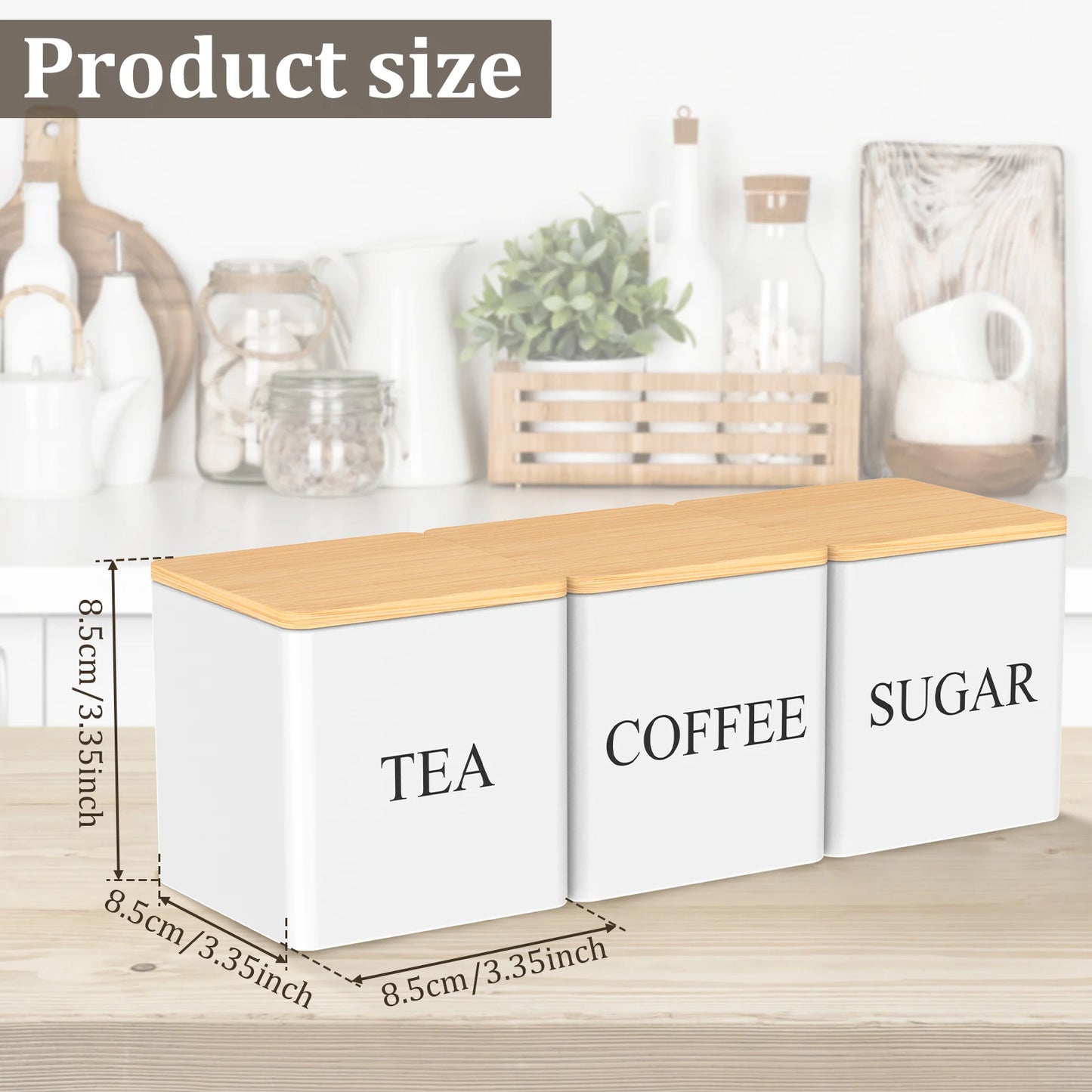 3Pcs Kitchen Coffee Sugar Tea Canister Set - Vintage Metal Food Storage Box