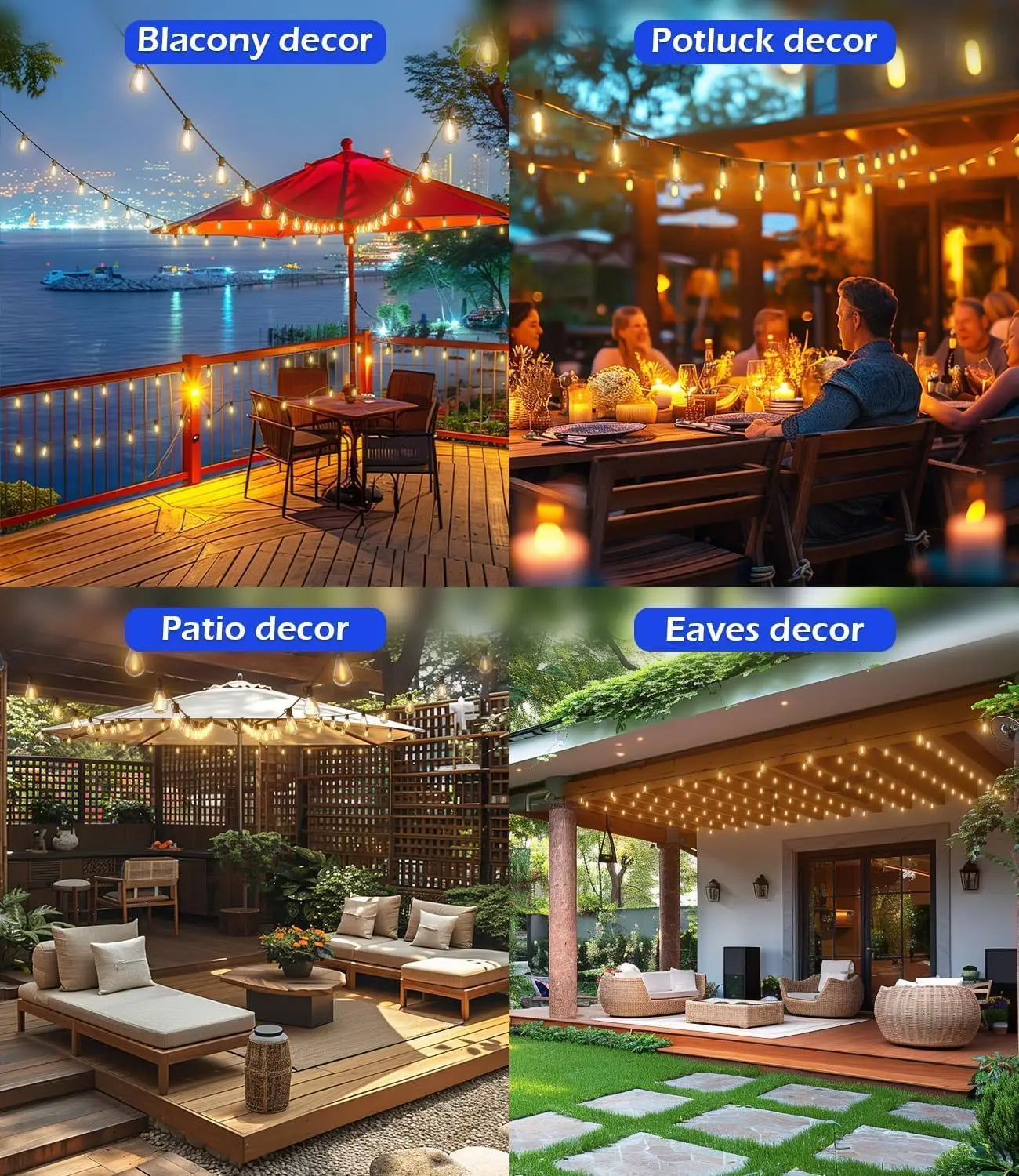 200FT Outdoor String Lights with Shatterproof High Brightness S11 Edison Bulbs