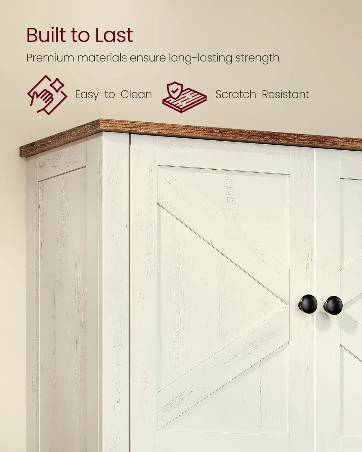 Farmhouse Wall-Mounted Bathroom Cabinet with Adjustable Shelf, Towel Bar, and Barn Doors - Rustic White