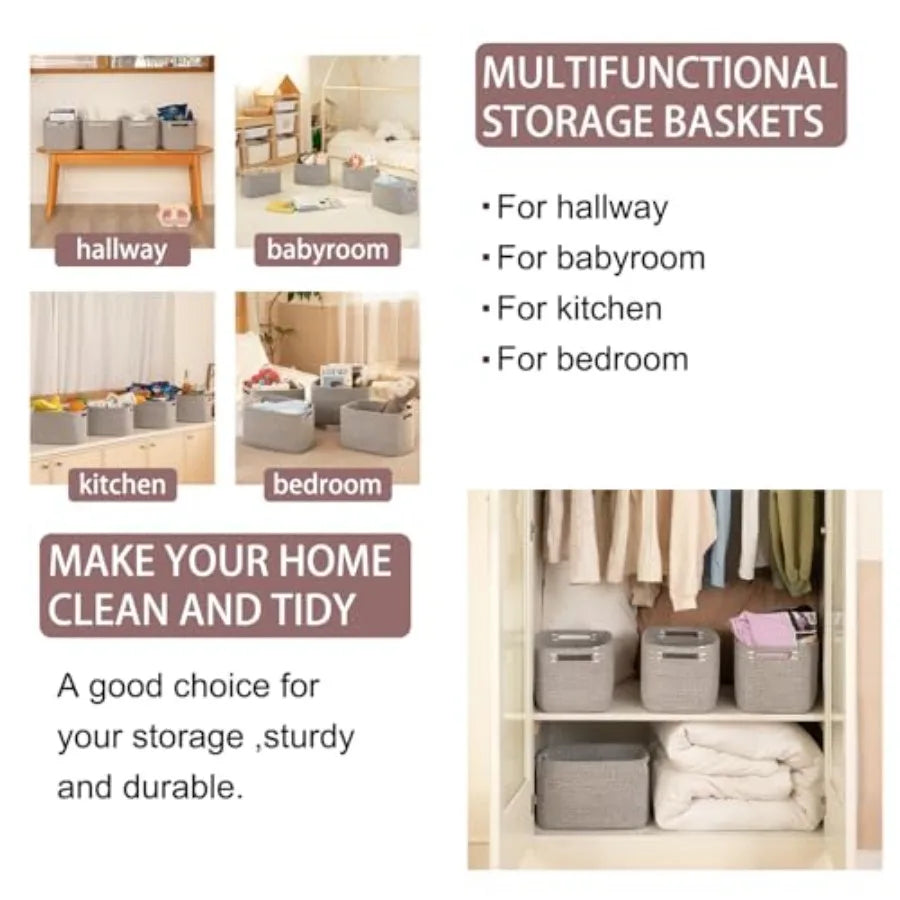 Premium 4-Pack Handwoven Shelf Storage Baskets