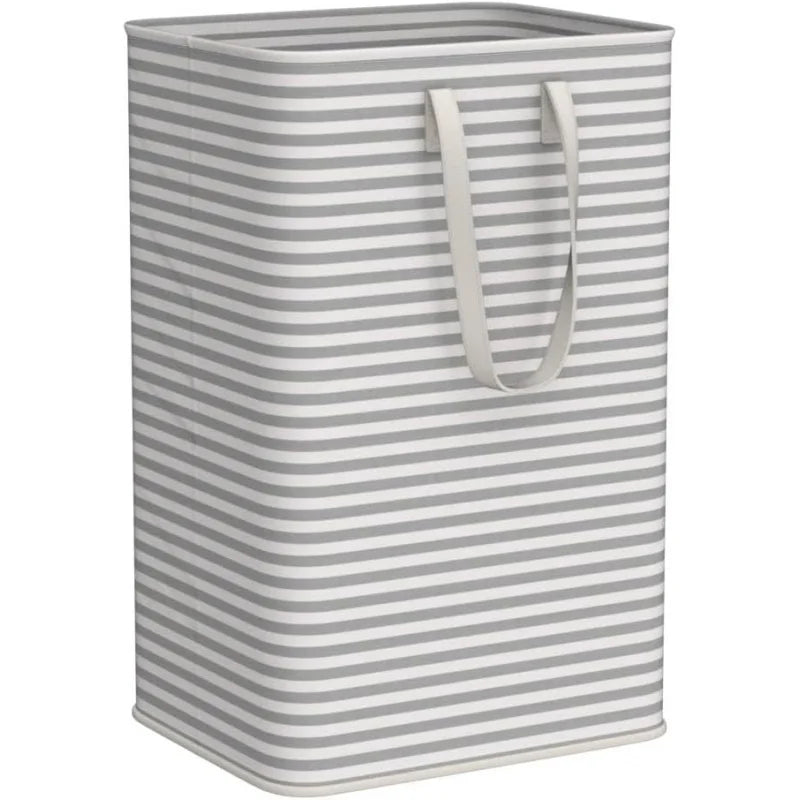 Large Foldable Laundry Hampers (2‑Pack) – Waterproof Gray Clothes Baskets with Reinforced Carry Handles