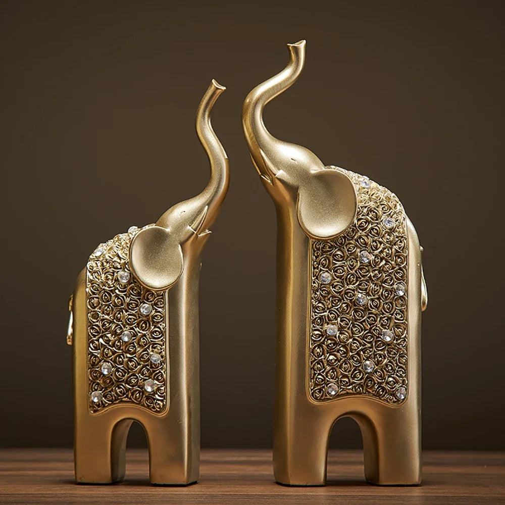 2PCS Retro Resin Elephant Ornaments – Creative Home Office Desktop & Bookshelf Decorations