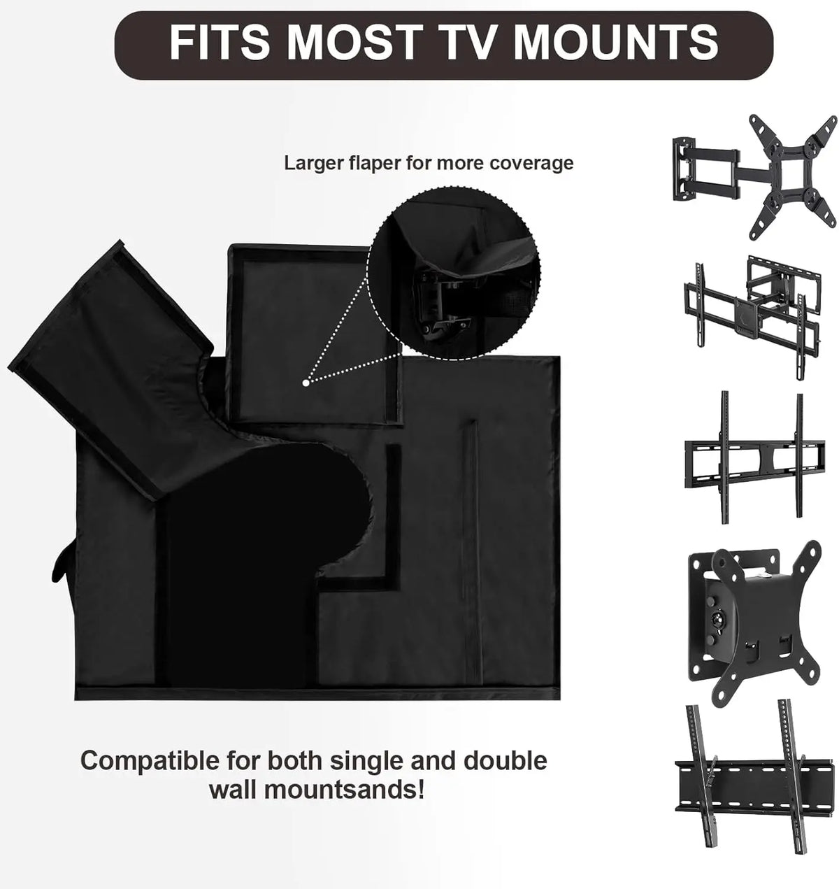 40–43" Outdoor TV Cover – Waterproof, Weatherproof, Remote Pocket, Black