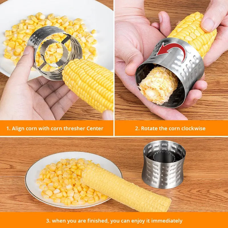 Stainless Steel Corn Cob Remover – Quick‑Cut Kernel Cutter & Shaver