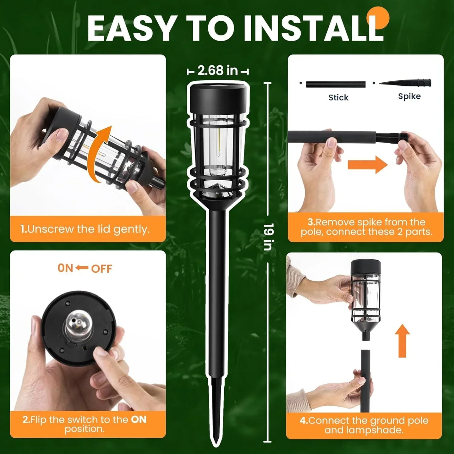 4 Sets Outdoor Solar Lights, Waterproof