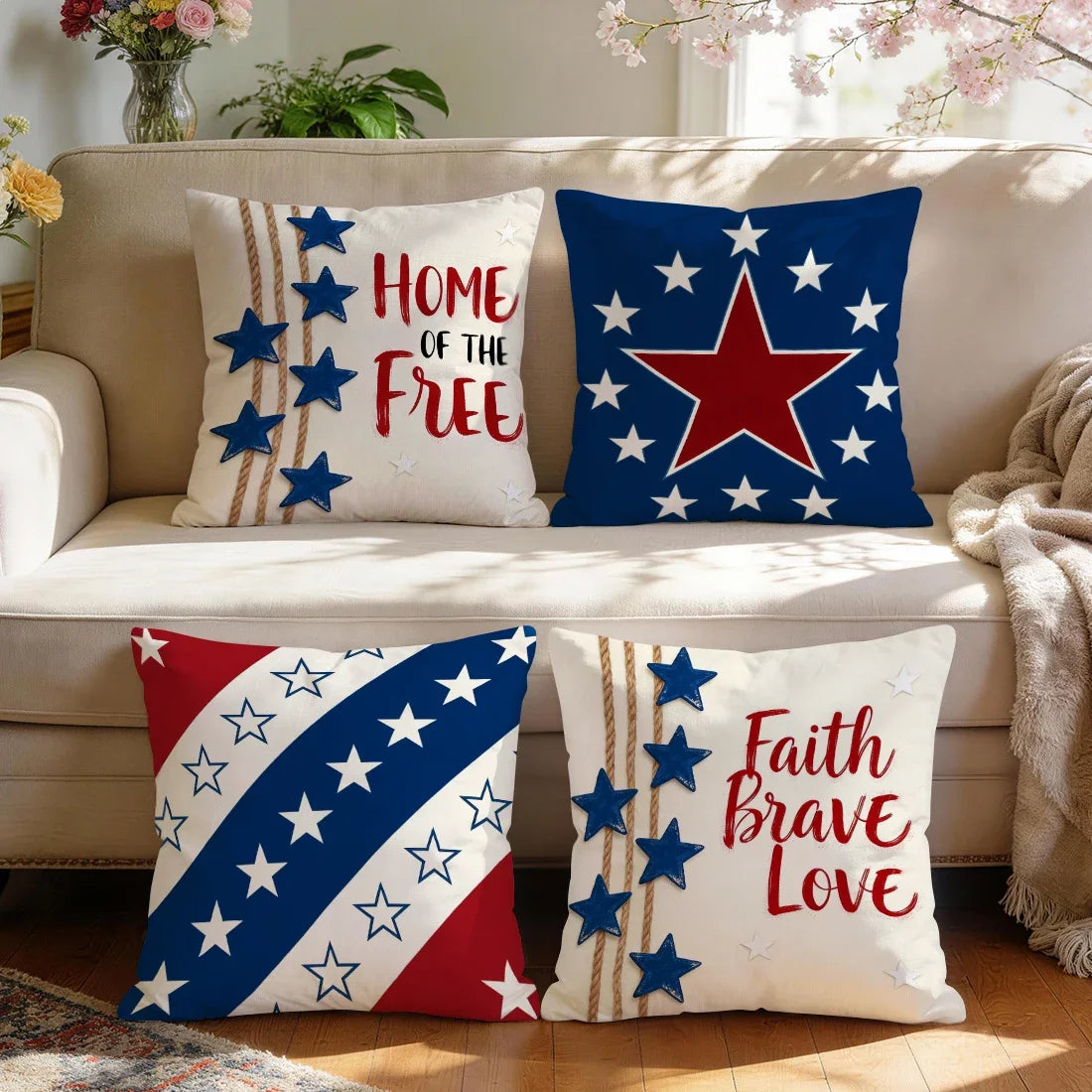 4Pcs - USA Patriotic Pillow Case Covers
