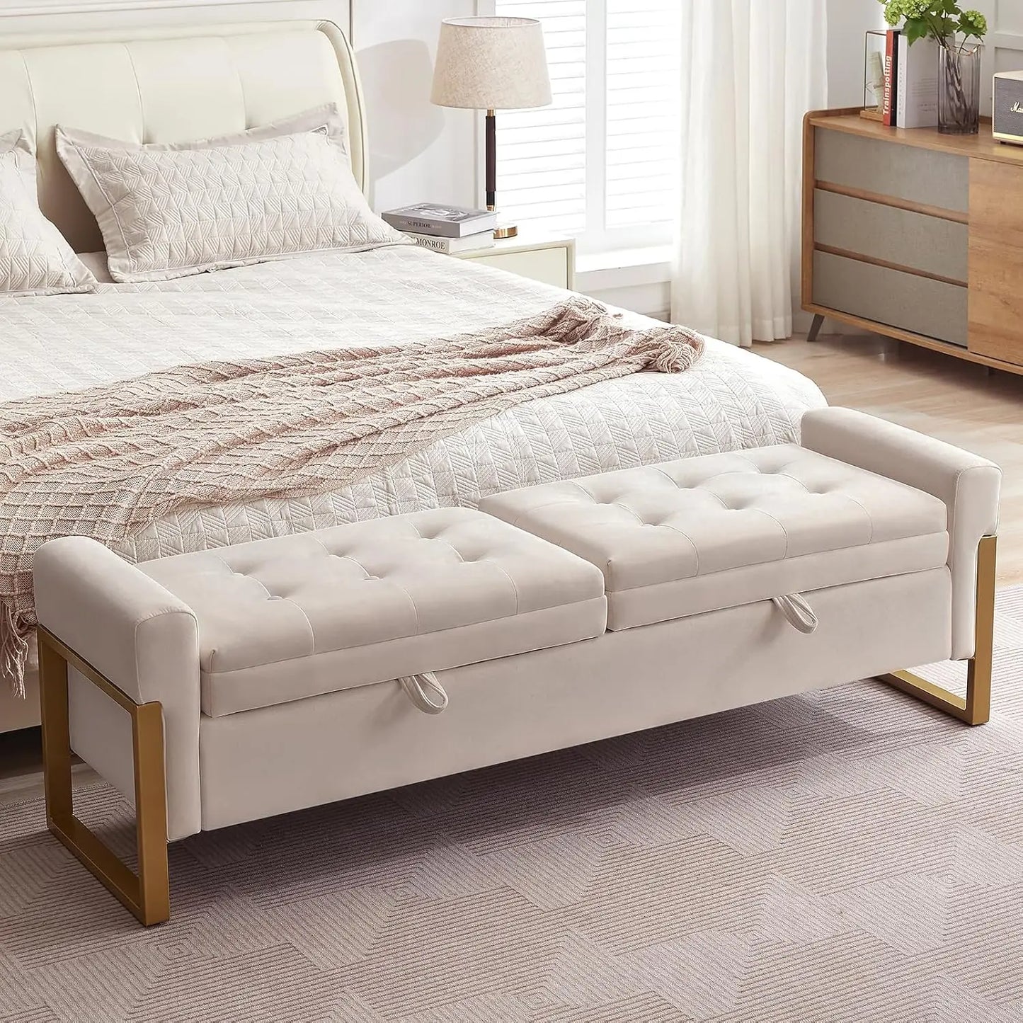 67" Storage Bench, Double Lids Storage