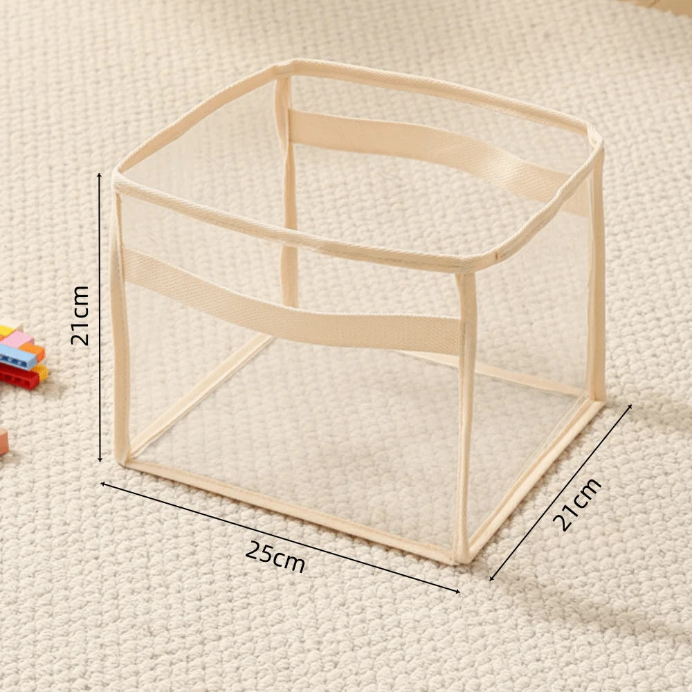 Transparent Doll Storage Basket with Handle - Space Saving Large-capacity Organizer for Children's Toys